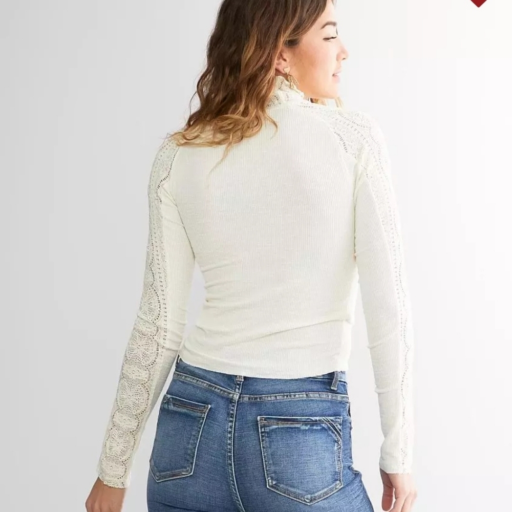 Free People Cream Lace Sleeve Blouse - Picture 2 of 12